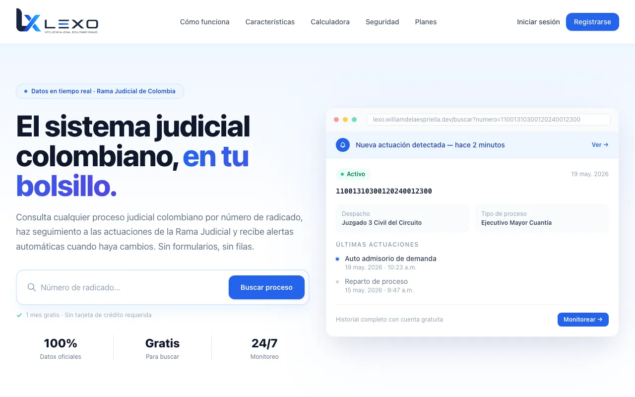 Captura del sitio de Lexo